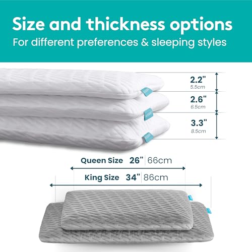 Thin Flat Memory Foam Pillow for Stomach Sleepers - 2.6 Inch