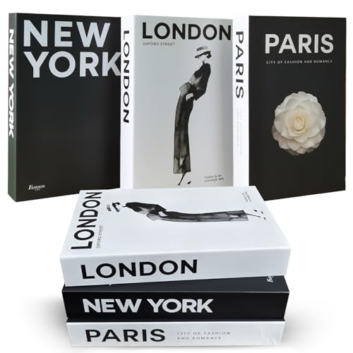 Faux Decorative Book Set of 3, Modern Coffee Table & Shelf Decor Boxes