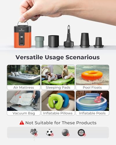 ETENWOLF AIR 3 Mini Electric Air Pump with 2600mAh Battery and Camping Light