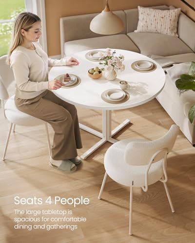 Round Dining Table Set with 2 Padded Upholstered Chairs for Small Spaces