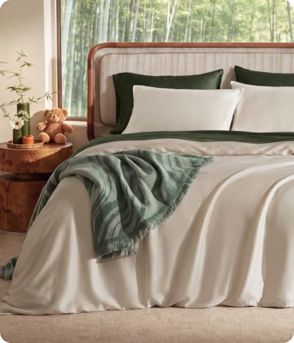 Cooling Bamboo Duvet Cover Set, King Size, Beige - 3 Piece