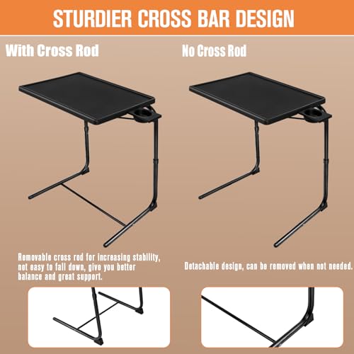 Adjustable Folding TV Tray Tables with Cup Holder, Set of 2