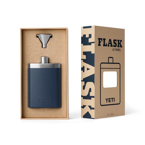 YETI 7 oz Stainless Steel Flask with Funnel - Black Portable Drink Bottle