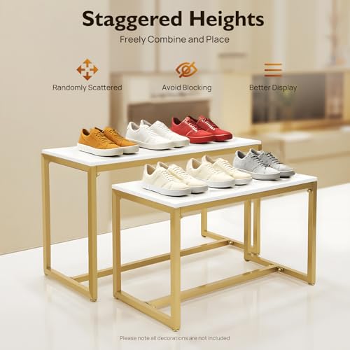 2-Piece Metal Retail Display Table Set for Shoes and Handbags