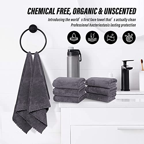 MOONQUEEN 6 Pack Microfiber Coral Velvet Hand Towels Gray 16x28
