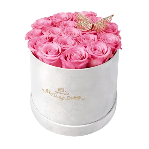 16 Preserved Forever Roses in Luxury Suede Gift Box - Sweet Pink