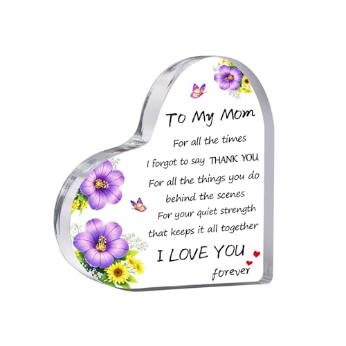 Gifts for Mom from Daughter & Son, I Love You Heart Shaped Acrylic