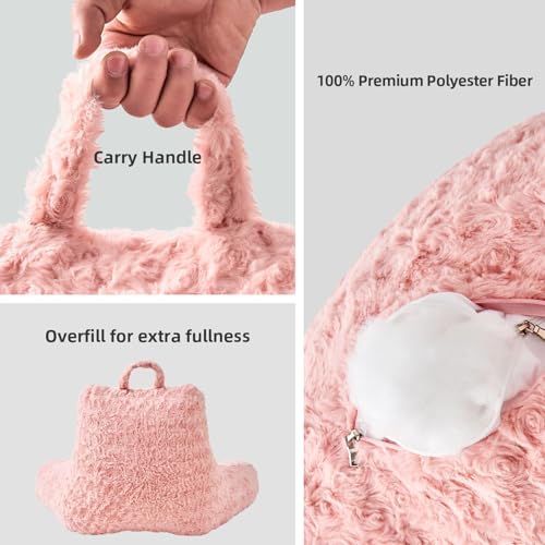 Rose Velvet Reading Pillow with Arms for Comfort and Support