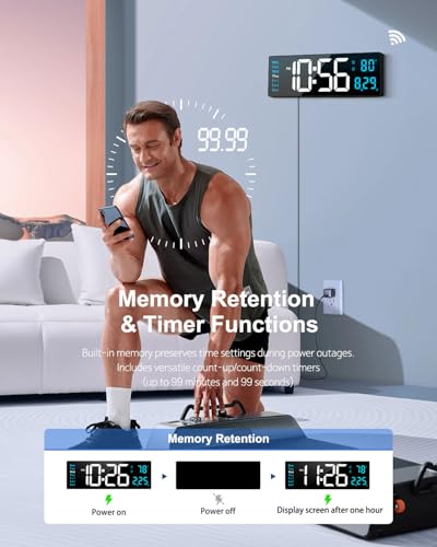 16-Inch Large LED Digital Wall Clock with Ambient Night Light and Remote