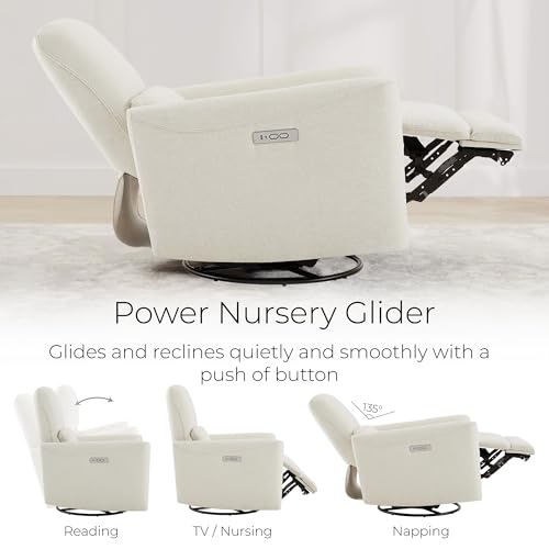 CHITA Power Swivel Glider Recliner Chair Medium Linen for Nursery & Living Room