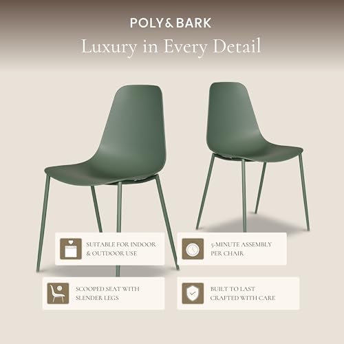 Modern Dining Chairs Set of 4, Pistachio Green Plastic Chairs with Metal Legs