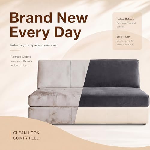 RV Couch Covers for Sofa Bed - 2-Piece Velvet Slipcovers