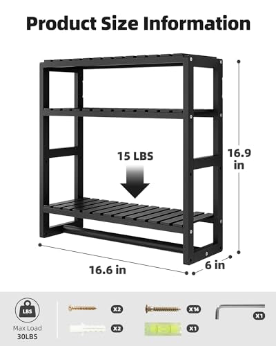 Galood 3-Tier Over the Toilet Storage Shelf - Wall Mounted Bamboo Organizer