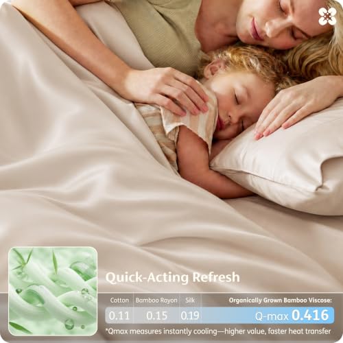 Cooling Bamboo Duvet Cover Set, King Size, Beige - 3 Piece