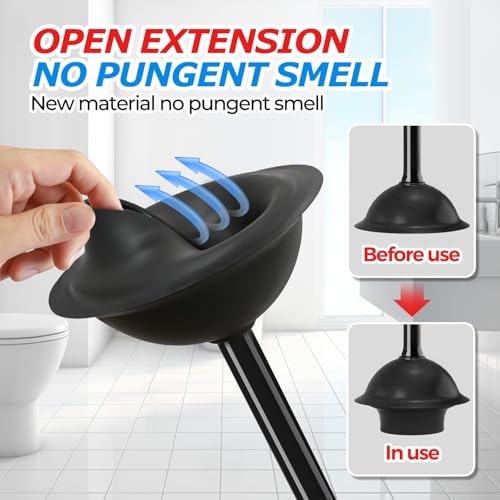 Heavy Duty Toilet Plunger with Ventilated Holder and Ergonomic Handle