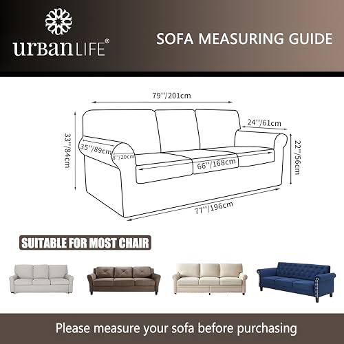 3-Cushion Stretch Sofa Cover - Cream, Machine Washable, Non-Slip
