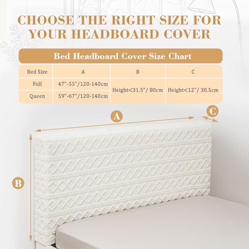 Queen Size Jacquard Bed Headboard Cover - White Dustproof Protector