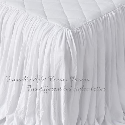Ruffled Queen Bedspread Set - 3-Piece Shabby Chic Quilted Coverlet