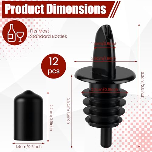 12-Piece Universal Bottle Pour Spout Set with Dust Caps for Liquor and Oil