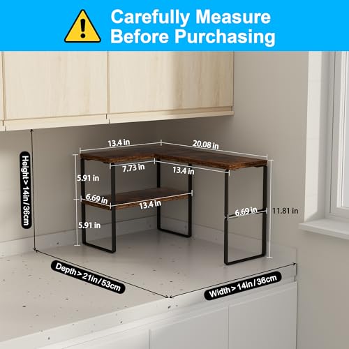 2-Tier Adjustable Kitchen Countertop Organizer & Corner Shelf