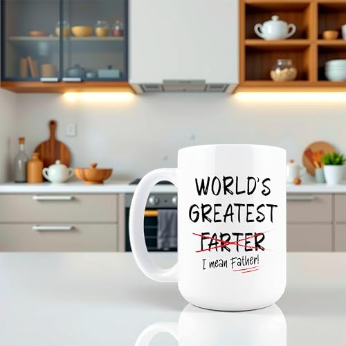 World's Greatest Farter Dad Mug 15oz - Funny Father's Day Coffee Cup, Gag Gift