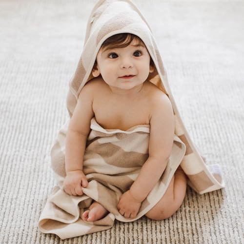 Burt's Bees Baby Organic Cotton Hooded Bath Towel, Soft Terry 32"x32"