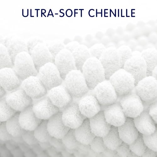 SUBRTEX Chenille Bath Rug Soft Absorbent Non-Slip White 18x24