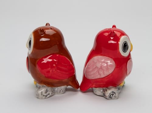 21046 Fine Ceramic Valentine Love Owl Couple Salt & Pepper Shakers Set, 2-3/4" H