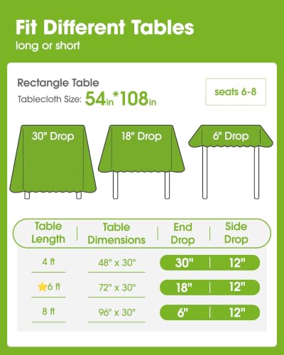 Pureegg Disposable Plastic Table Cloth 54x108 Inch White - 10 Pack, Rectangular