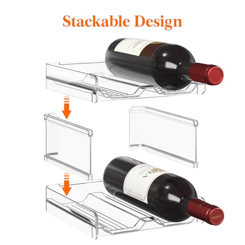 Stackable Plastic Wine Rack & Bottle Organizer for Fridge & Pantry