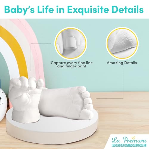 Baby Hand & Foot Casting Kit with Shadow Box Frame - 3D Plaster Mold Keepsake