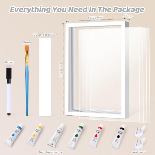 DIY Family Handprint Keepsake Frame Kit with 6 Paints & Wooden Frame