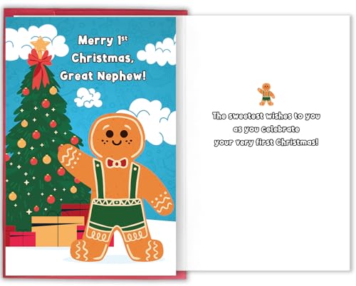 First Christmas Card for Great Nephew – Sweet 1st Xmas Wishes, 8x5 Card, Bablira