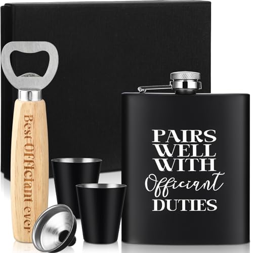 Black SiliFine Officiant Proposal Gift Set with Hip Flask, Shot Glasses & Funnel