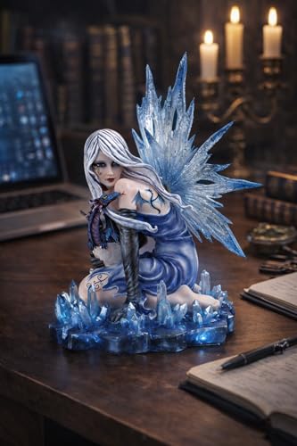 Ice Fairy with Baby Dragon Figurine - 12 Inch Fantasy Decoration Statue