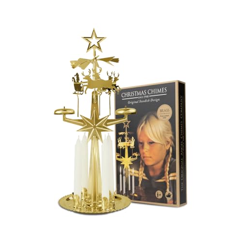 Swedish Brass Christmas Chimes Candle Carousel - Spinning Holiday Decor