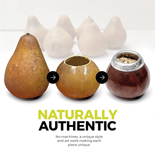 BALIBETOV Dark Brown 7oz Natural Handmade Yerba Mate Gourd Set with Bombilla & Brush