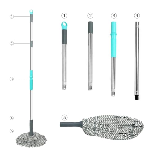 Self-Wringing Twist Mop with 52.5" Long Handle for Hardwood, Tile & Vinyl