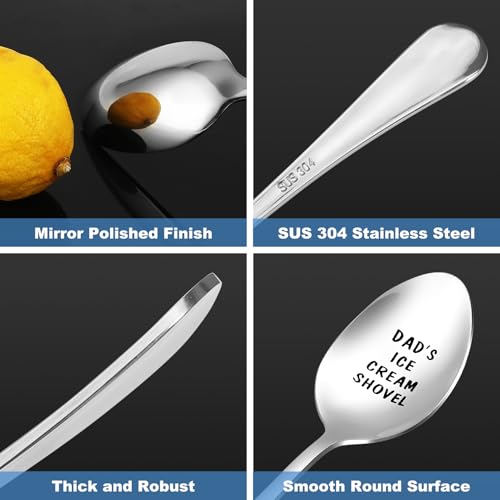 LifHap XL Pack of 2 Dad's Ice Cream Shovel Spoon Gift for Dad—Clear Engraved Inscription