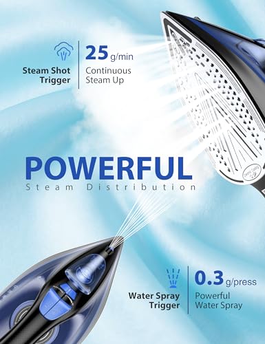 Sundu 1500W Steam Iron with Ceramic Soleplate & Precise Temperature Control