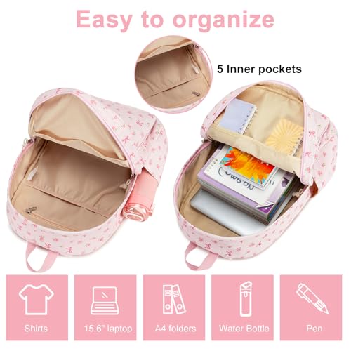 Lightweight School Backpack Set for Teen Girls with Lunch Box & Pencil Case