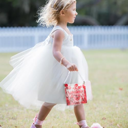 Clear Acrylic Flower Girl Basket Set with Pearl Handle, 2-Pack