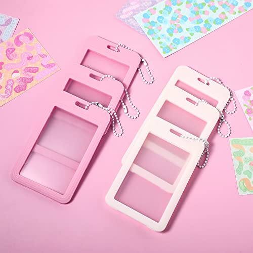 6 Pcs Photocard Holder Keychain Set with Decorative Stickers for DIY