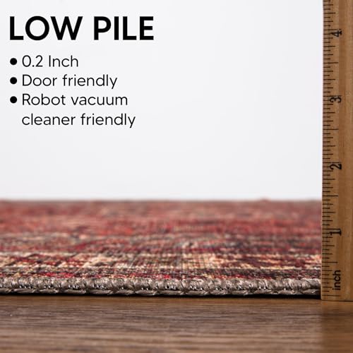 Vintage Washable Entryway Rug 2x3, Non-Slip Cotton Chenille Area Rug