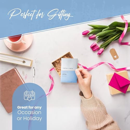 Fresh Linen Scented Sachets - 6 Pack Long-Lasting Air Freshener Envelopes