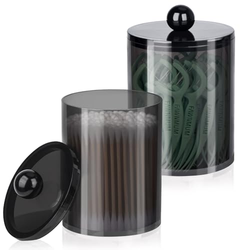 2-Piece Acrylic Q-Tip and Cotton Ball Holder Jars with Lids