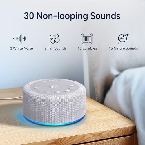 White Noise Sound Machine with 12 Color Night Lights - 30 Soothing Sounds & 5 Timers