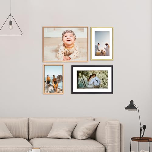 8x10 Brass Aluminum Picture Frame with 5x7 Mat for Wall & Tabletop
