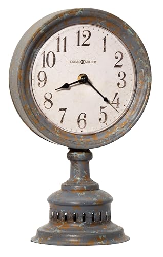 Aged Black Metal Mantel Clock with Quartz Movement and Arabic Numerals