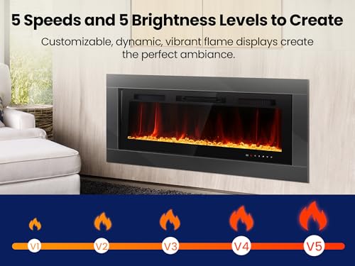 50-Inch Electric Fireplace Wall Mount Insert Ultra-Thin Heater